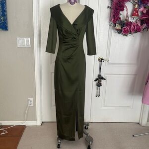 Olive Green Kay Unger Evening Gown